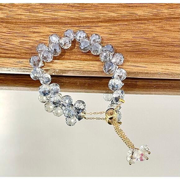 Swarovski Beaded Bracelet- Gray Blue Gold - Picture 11 of 11